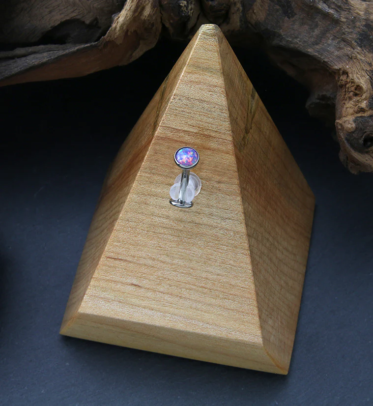 Purple Opalite Titanium Threadless Floating Belly Button Ring (Convex Disk) - Image 2