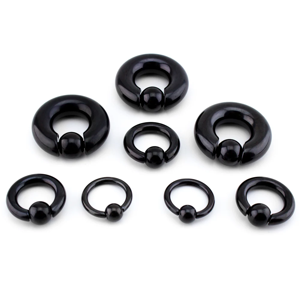 Black PVD Spring Bead Captive Ring - Image 3