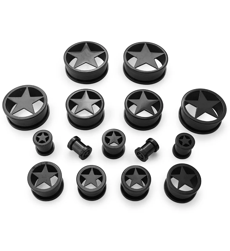 PVD Black Star Steel Tunnels - Image 2