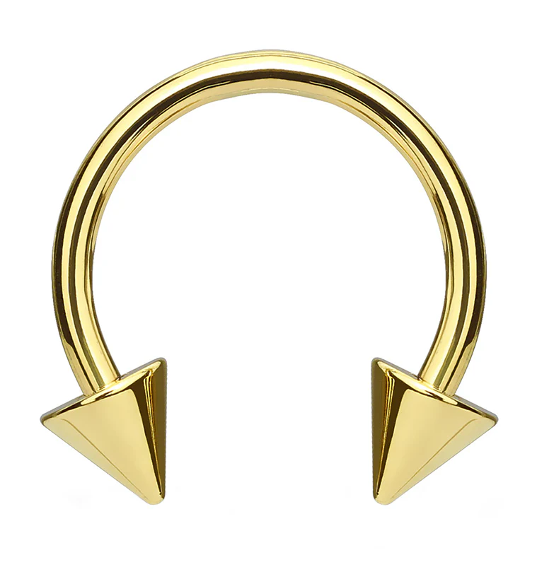 Gold PVD Spike Circular Barbell