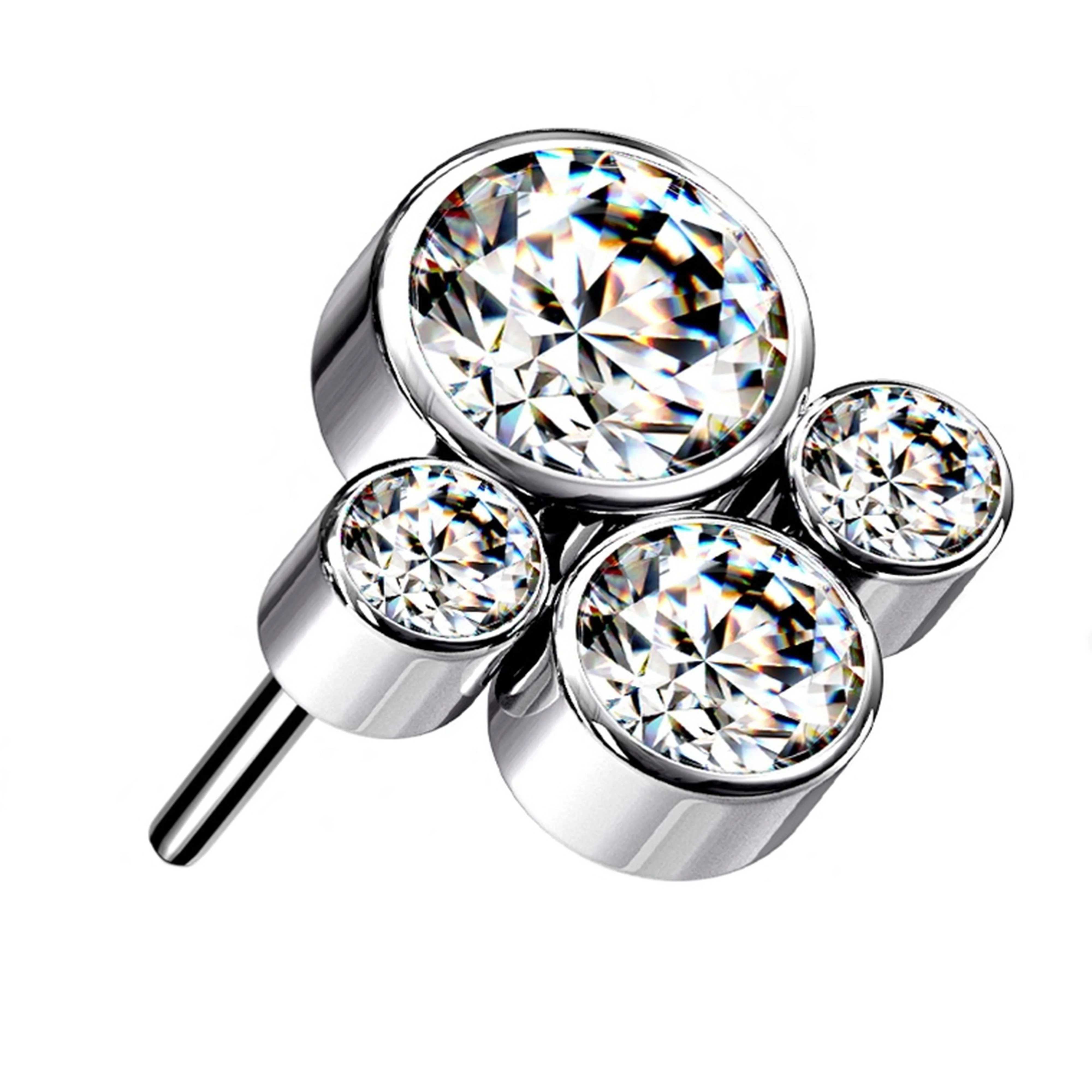 Quad Cluster Clear CZ Titanium Threadless Top