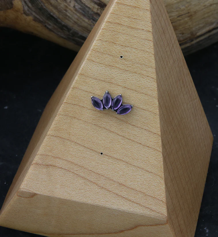 Quartet Amethyst Stone Threadless Titanium Top - Image 2