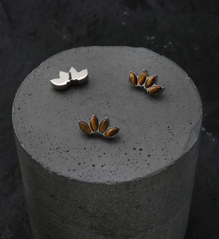Quartet Tiger Eye Stone Internally Threaded Titanium Top - Image 2
