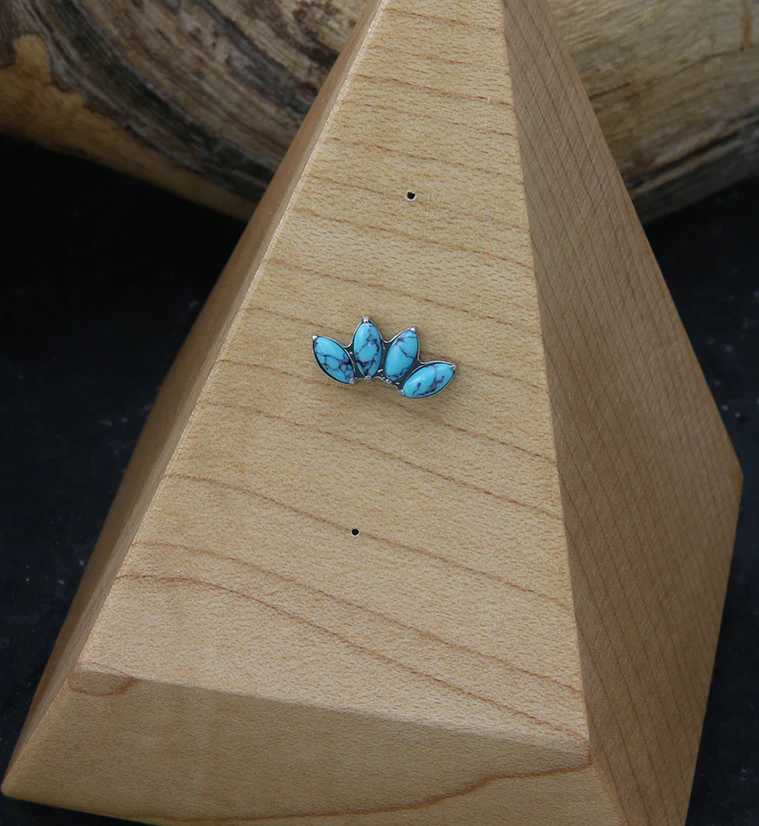 Quartet Howlite Turquoise Stone Threadless Titanium Top - Image 2