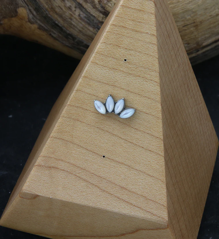 Quartet White MOP Shell Threadless Titanium Top - Image 2