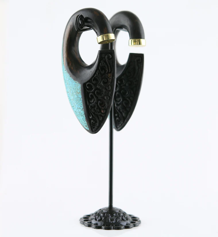 Quill Howlite Turquoise Wooden Ear Weights - Image 2