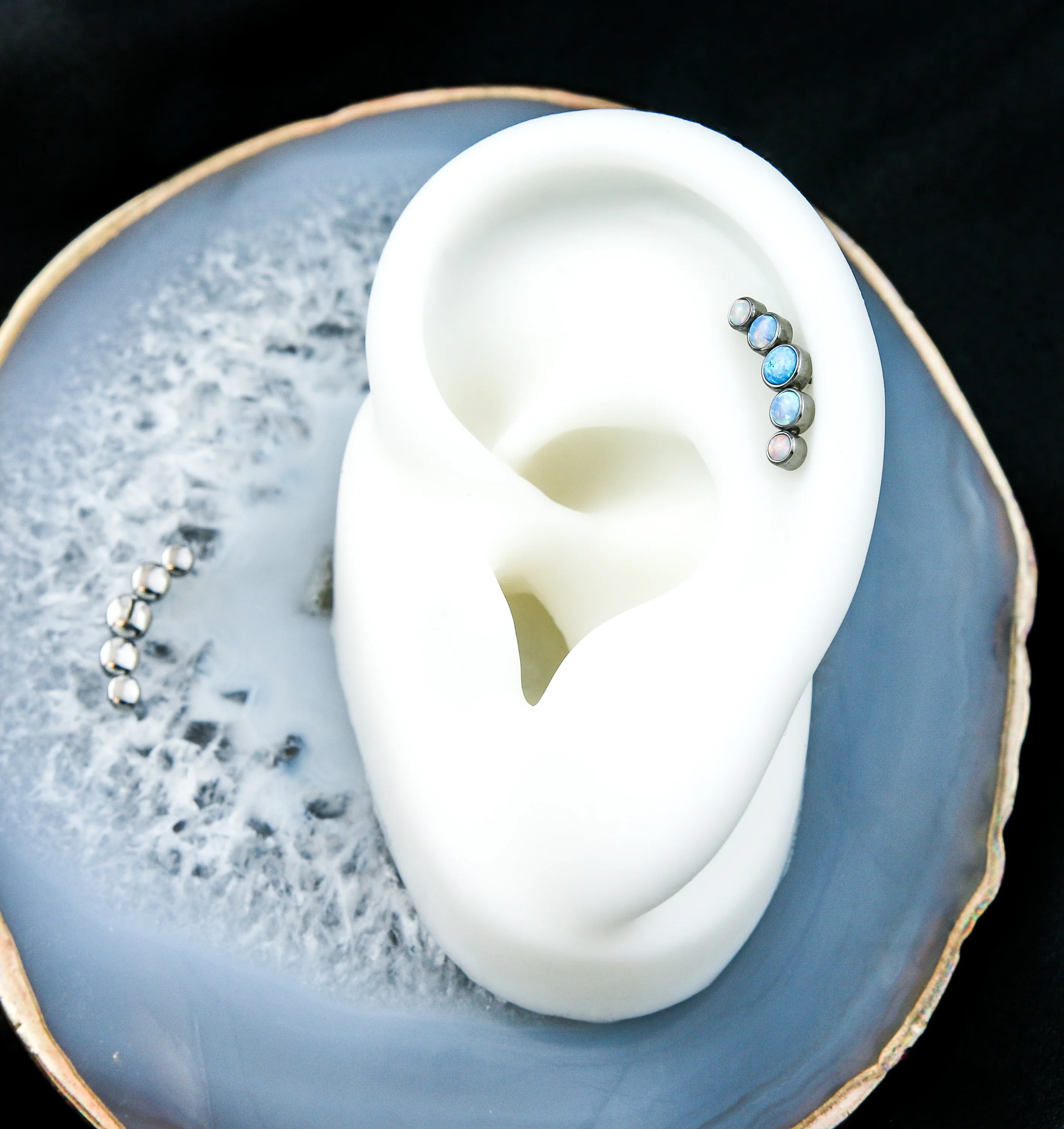 Quinate Blue Ombre Opalite Titanium Threadless Top - Image 2