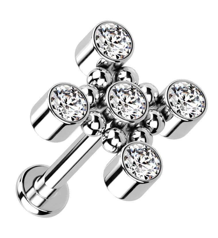 Quincunx CZ Titanium Internally Threaded Labret