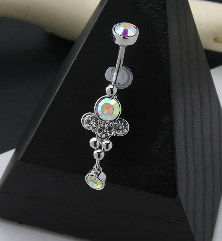 Rainbow Aurora CZ Array Belly Button Ring - Image 2