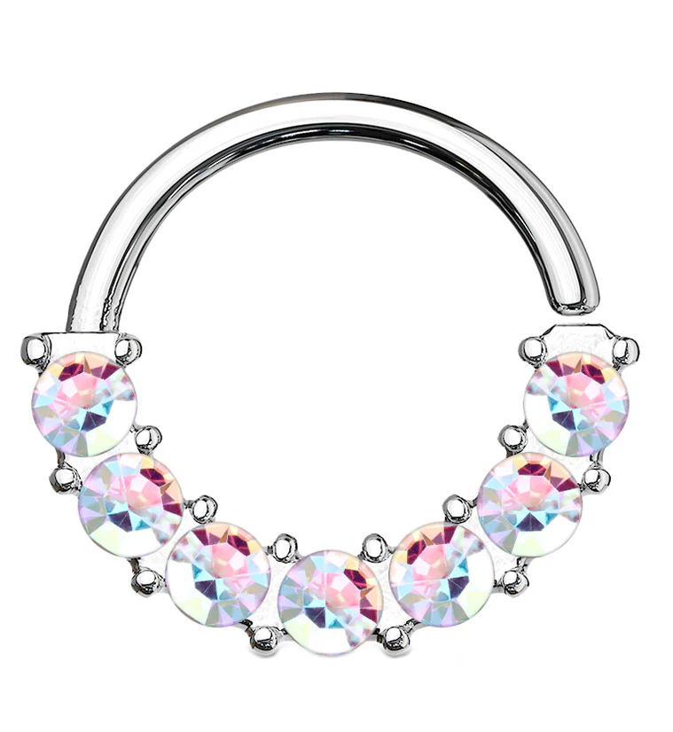 Rainbow Aurora CZ Escent Seamless Ring