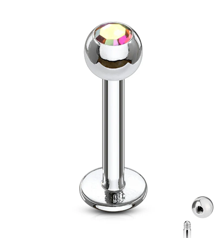 Rainbow Aurora CZ Labret Post