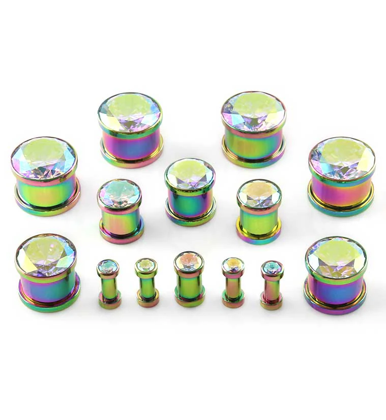 Rainbow Aurora Gem Stainless Steel Plugs - Image 2