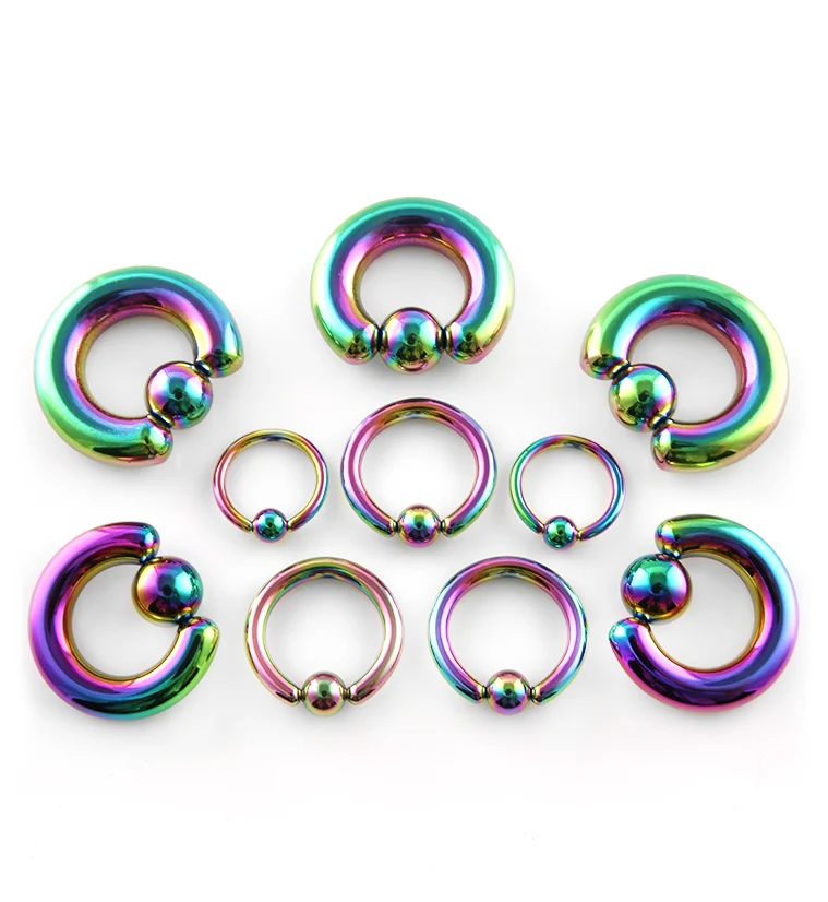 Rainbow PVD Captive Bead Ring - Image 2