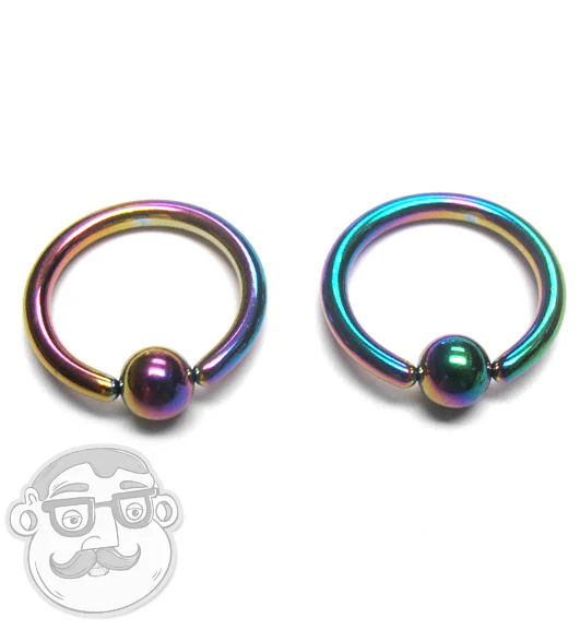 Rainbow Captive Steel Nipple Ring - Image 2