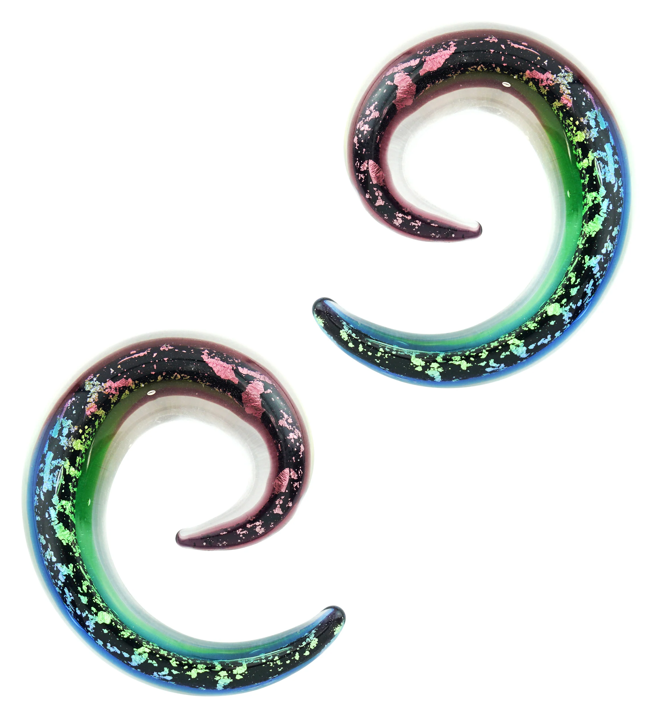 Rainbow Dichroic Glass Spirals