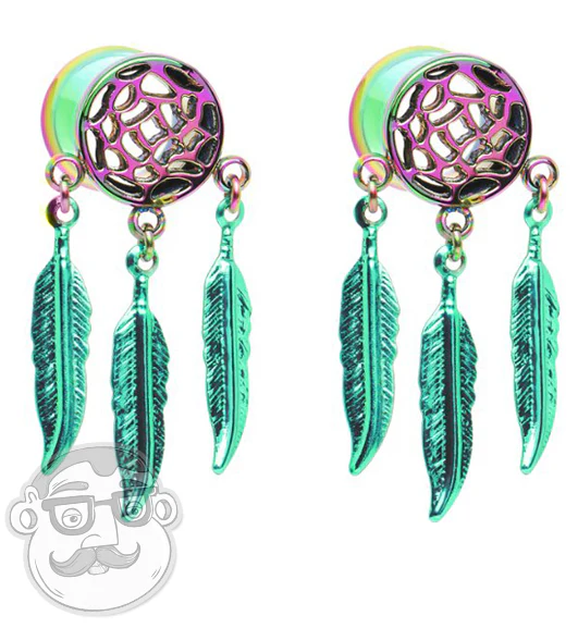 Rainbow Dreamcatcher Tunnel Plugs - Image 2