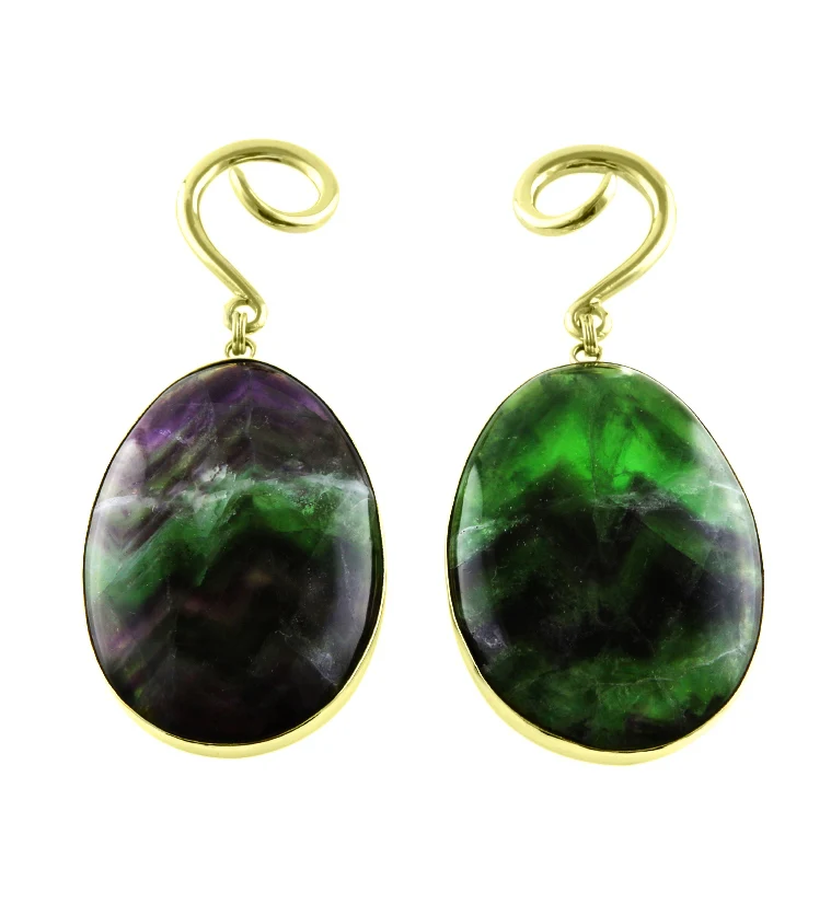 Rainbow Fluorite Stone Ear Weights - Image 2
