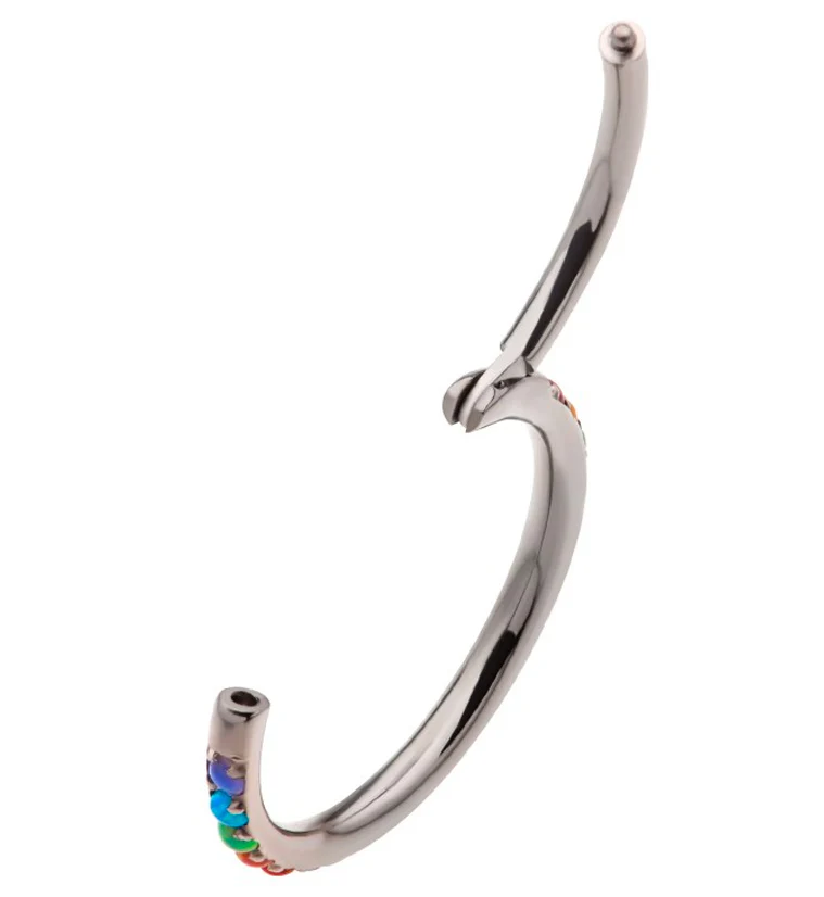 Rainbow Opalite Titanium Hinged Segment Ring - Image 3