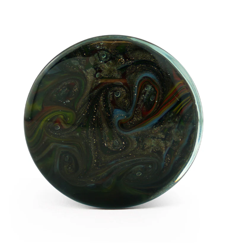 Rainbow Swirl Glass Double Flare Plugs - Image 3