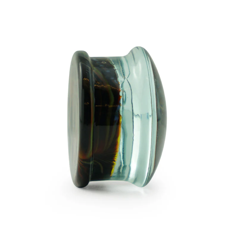 Rainbow Swirl Glass Double Flare Plugs - Image 4
