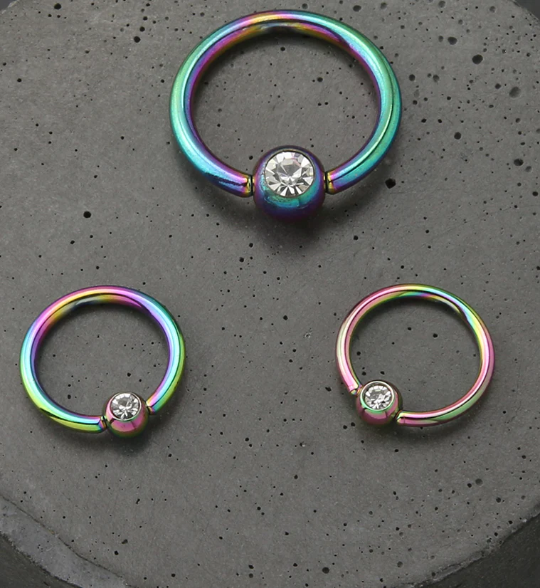 Rainbow PVD Clear CZ Captive Ring - Image 2