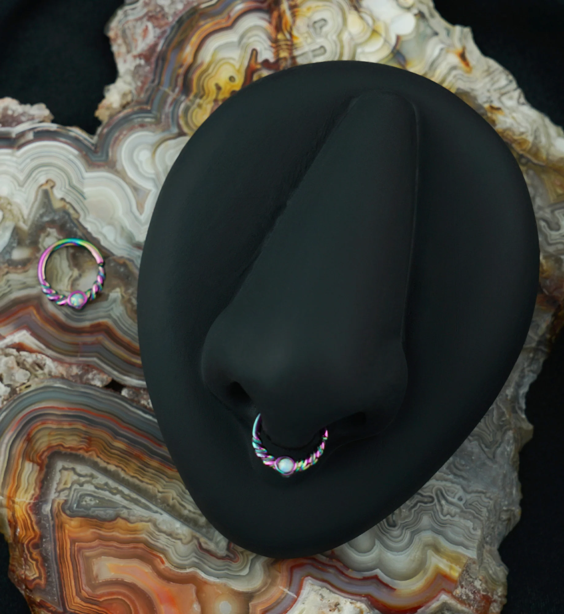 Rainbow PVD Opalite Twine Seamless Ring - Image 2