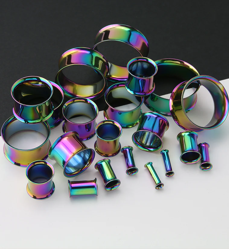 Rainbow PVD Stainless Steel Double Flare Tunnels - Image 2