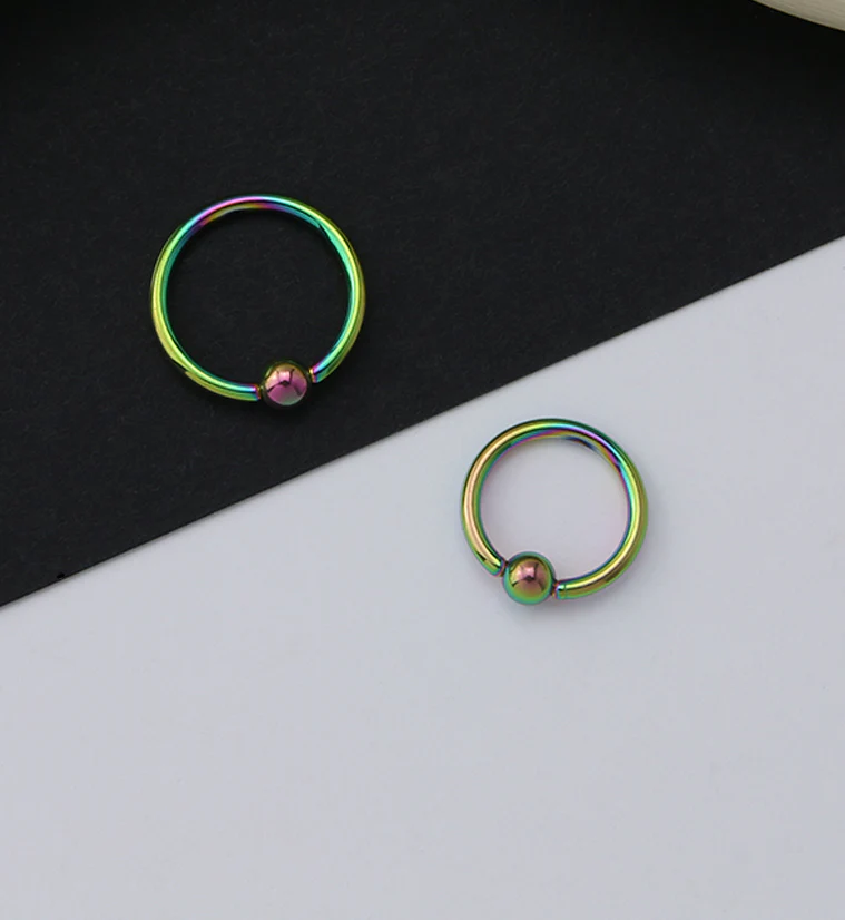 Rainbow PVD Titanium Captive Bead Ring - Image 2