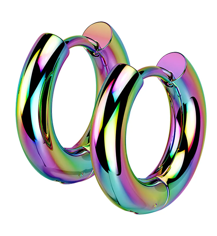 Rainbow PVD Vast Stainless Steel Hinged Hoop Earrings - Image 2