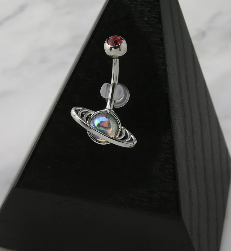 Rainbow Saturn Belly Button Ring - Image 2