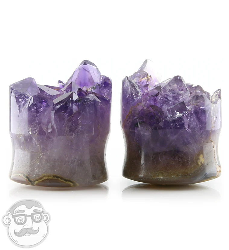 Raw Amethyst Plugs 1 Inch (25mm) LONGER v3