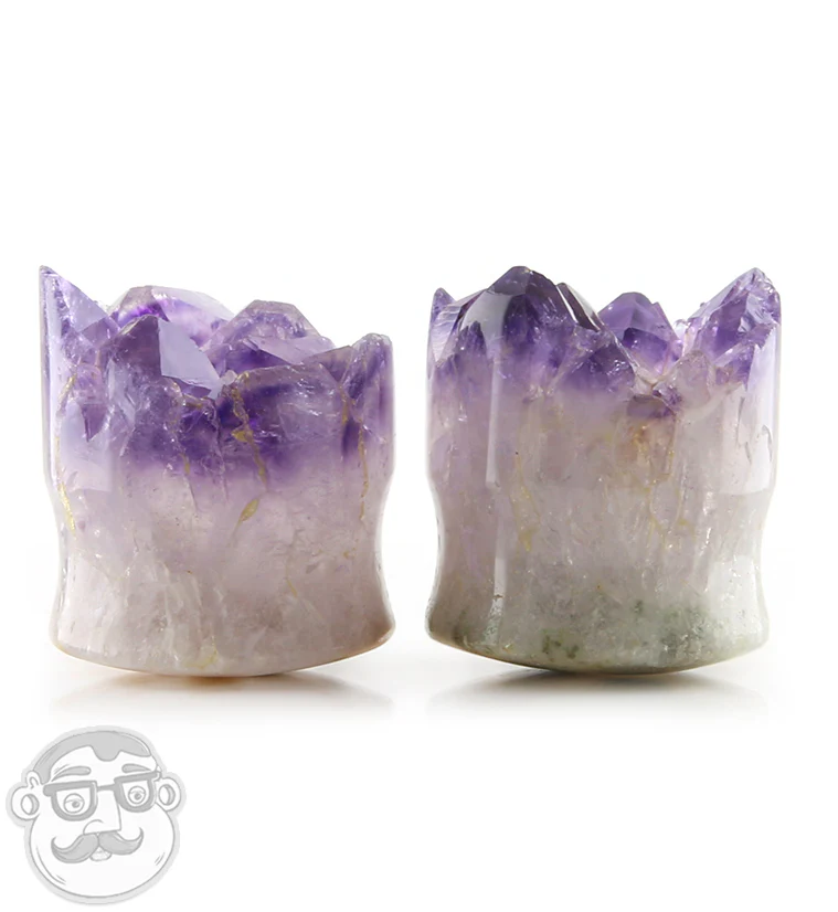 Raw Amethyst Plugs 1 Inch (25mm) LONGER v5