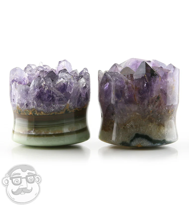 Raw Amethyst Plugs 1 Inch (25mm) Version 10