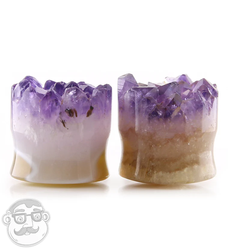 Raw Amethyst Plugs 1 Inch (25mm) Version 11