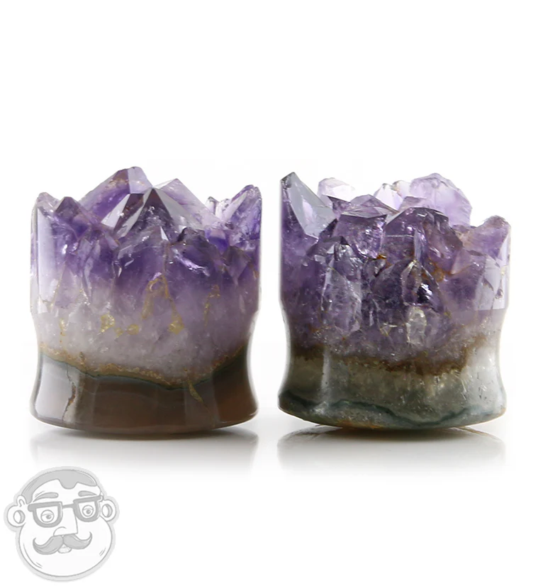 Raw Amethyst Plugs 1 Inch (25mm) Version 12