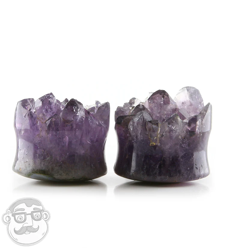 Raw Amethyst Plugs 1 Inch (25mm) Version 14
