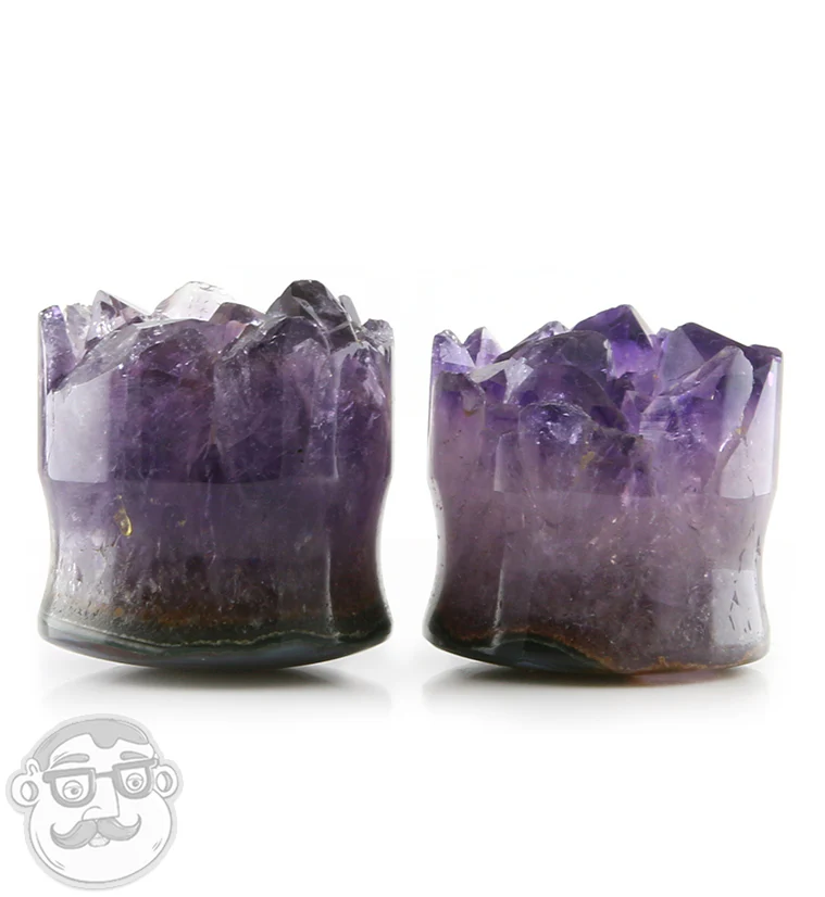 Raw Amethyst Plugs 1 Inch (25mm) Version 15