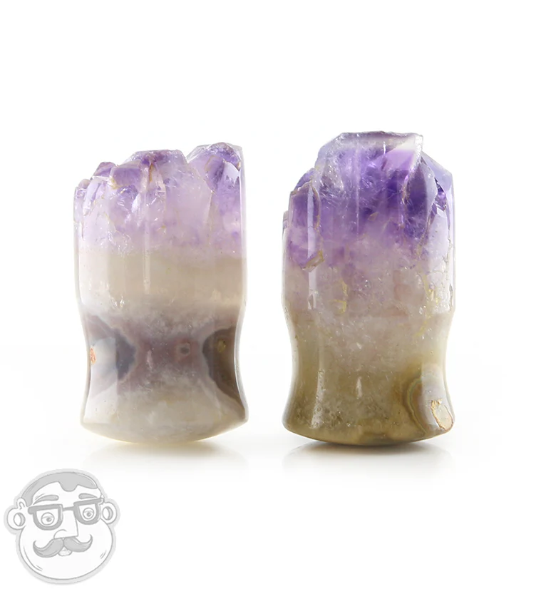 Raw Amethyst Plugs 5-8" (16mm) LONGER v2