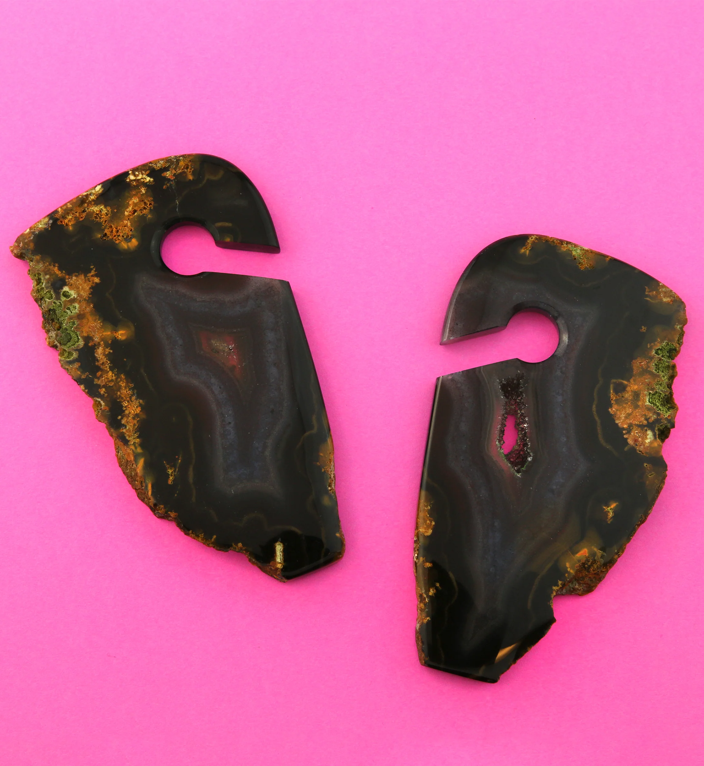 Raw Slice Agate Stone Keyhole Ear Weights Version 1 - Image 2