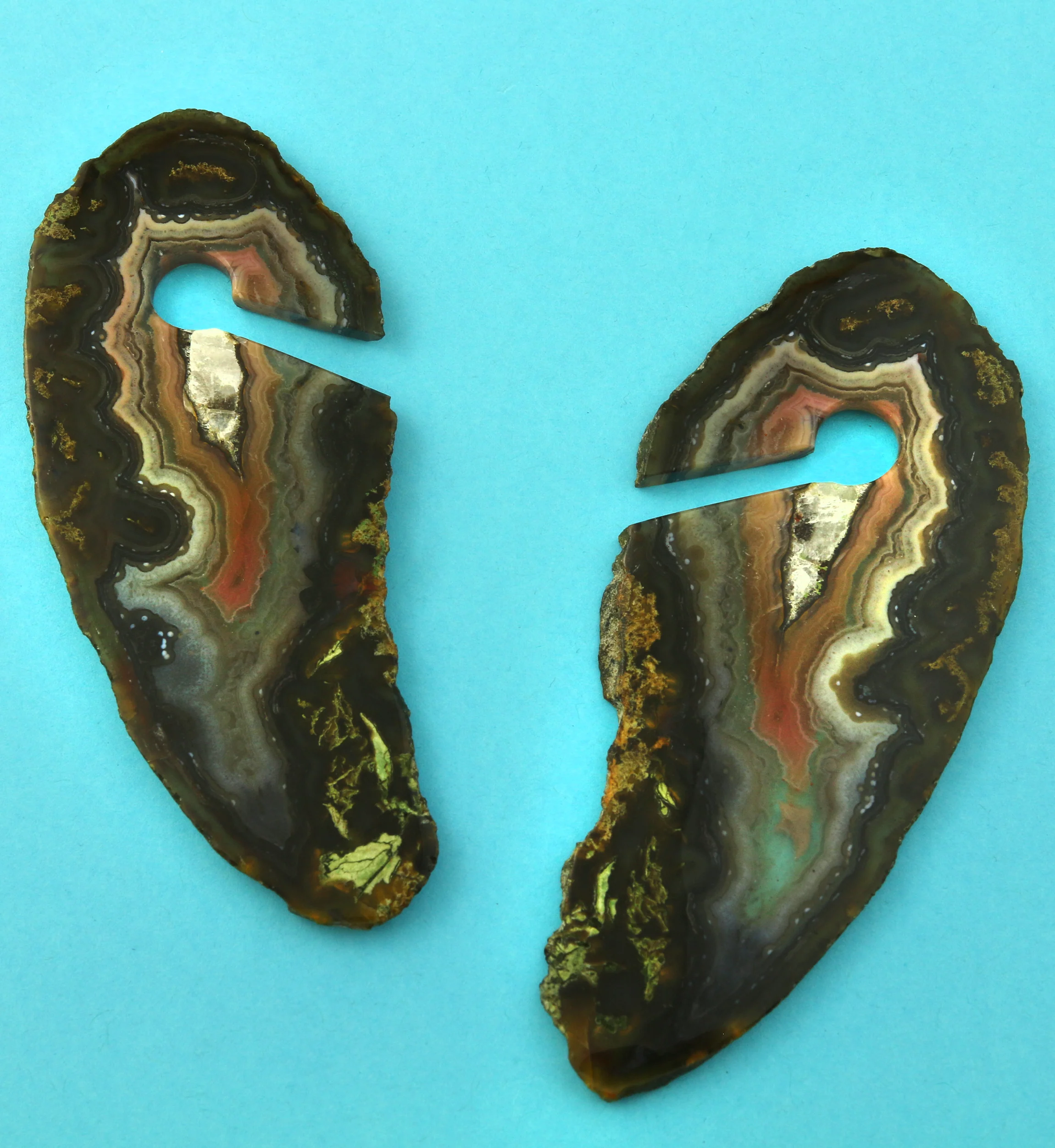 Raw Slice Agate Stone Keyhole Ear Weights Version 4 - Image 2