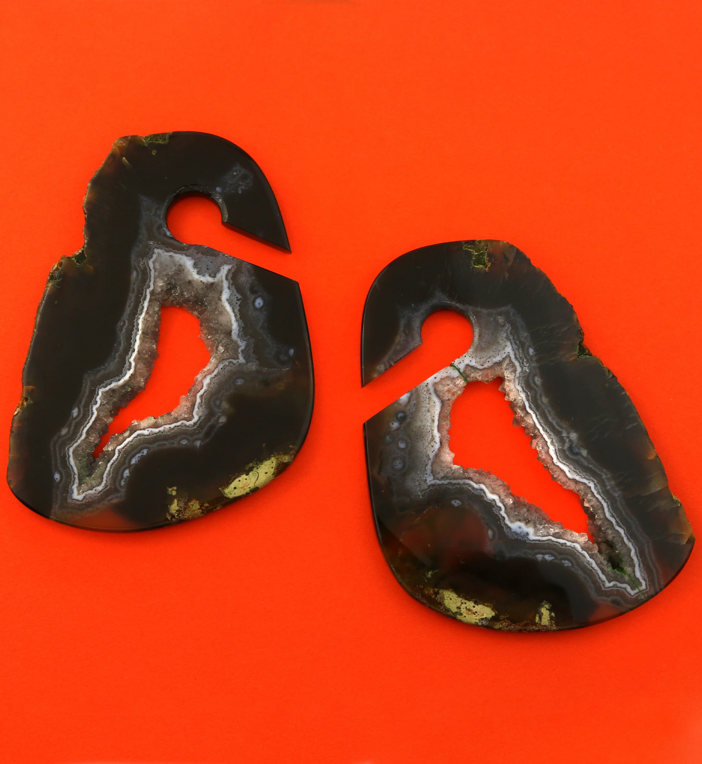 Raw Slice Agate Stone Keyhole Ear Weights Version 5 - Image 2