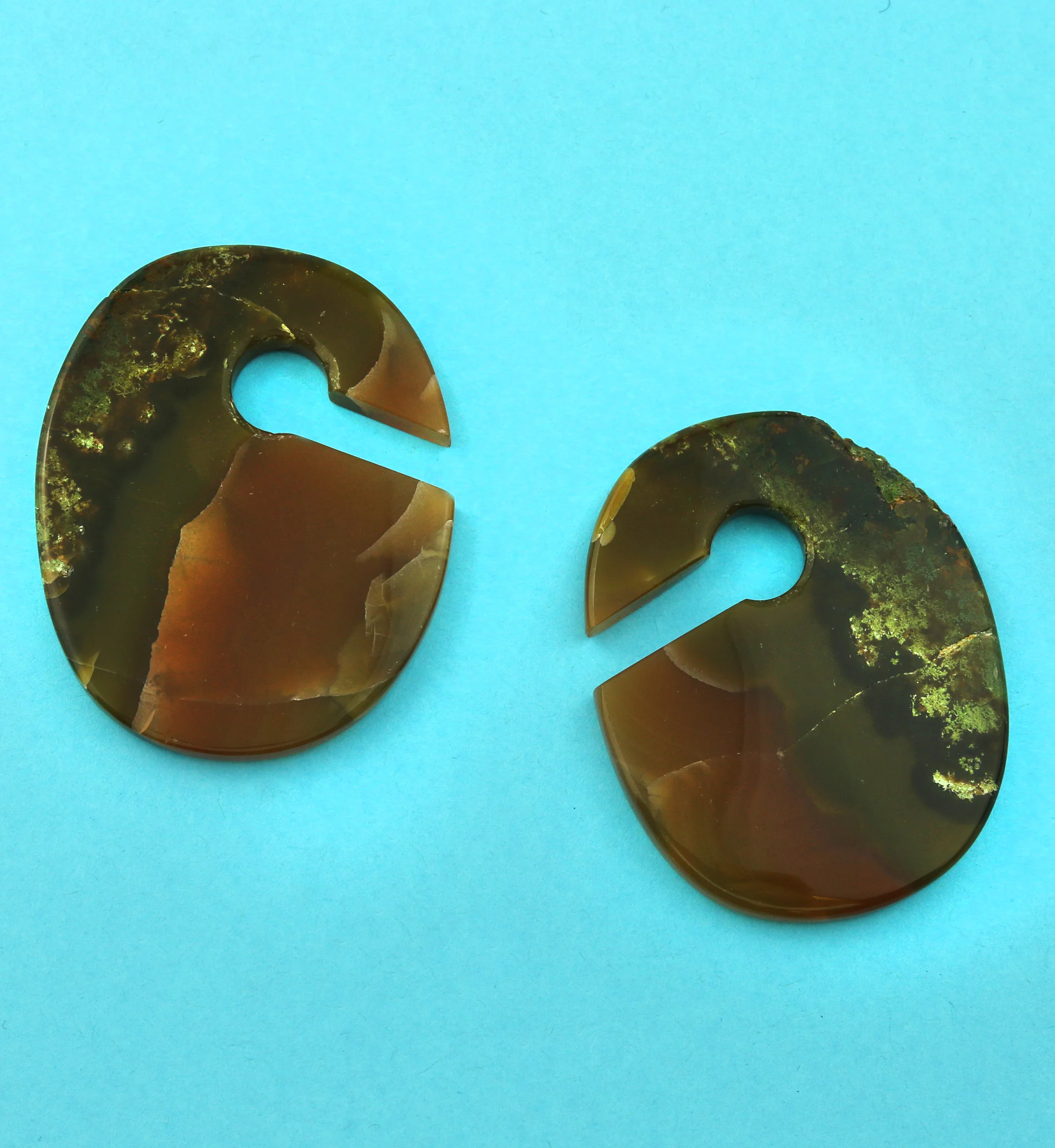 Raw Slice Agate Stone Keyhole Ear Weights Version 7 - Image 2