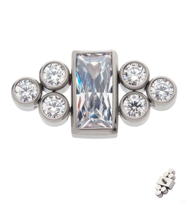 Rectangle Trinity CZ Internally Threaded Titanium Top