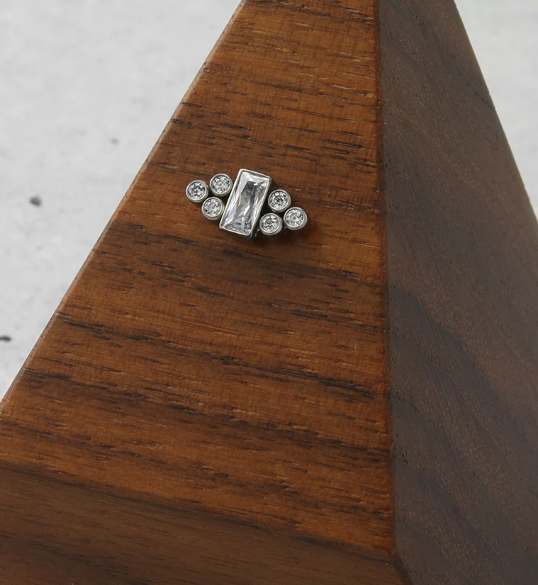Rectangle Trinity CZ Threadless Titanium Top - Image 2