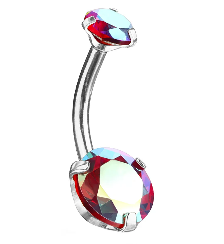 Red Aurora CZ Belly Button Ring