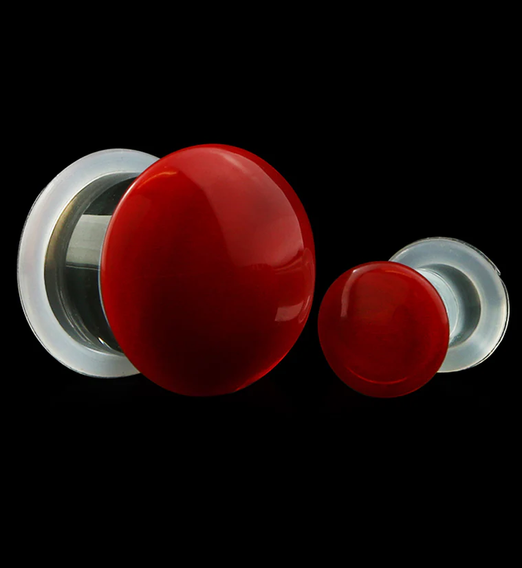 Red Color Front Single Flare Glass Plugs - Image 3