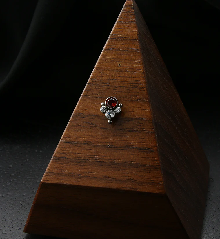 Red CZ Bundle Titanium Threadless Top - Image 2