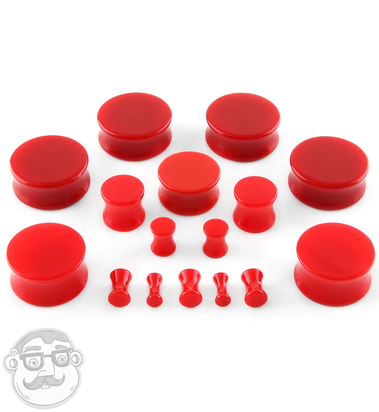 Red Double Flare Solid Plugs - Image 2