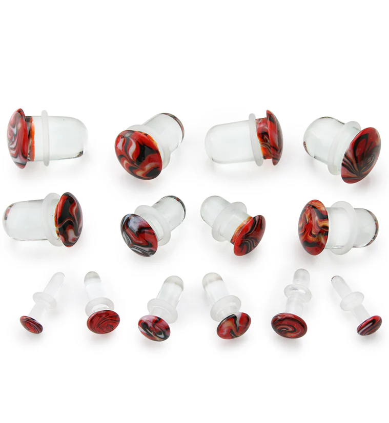 Red Haze Single Flare Glass Plugs - Image 2