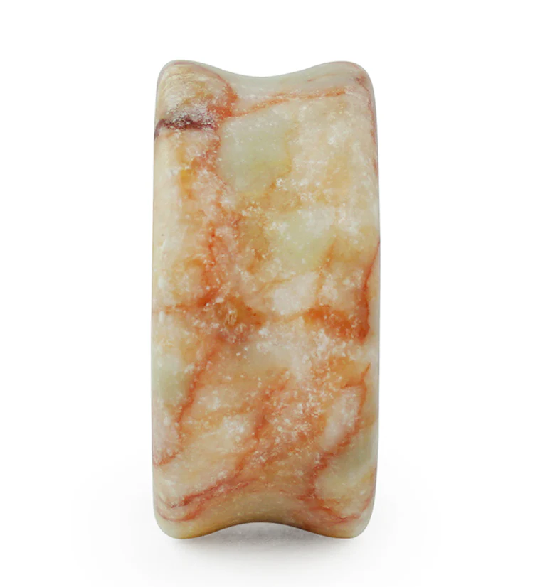 Red Net Jasper Stone Double Flare Plugs - Image 2